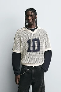 RETRO SOCCER OPEN WEAVE POLO SHIRT