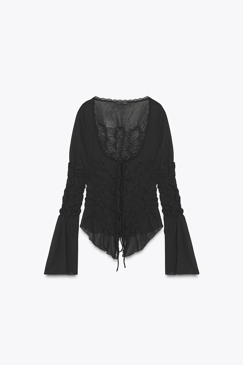 RUCHED TIE TOP