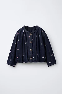 EMBROIDERED FLOWERS DENIM JACKET