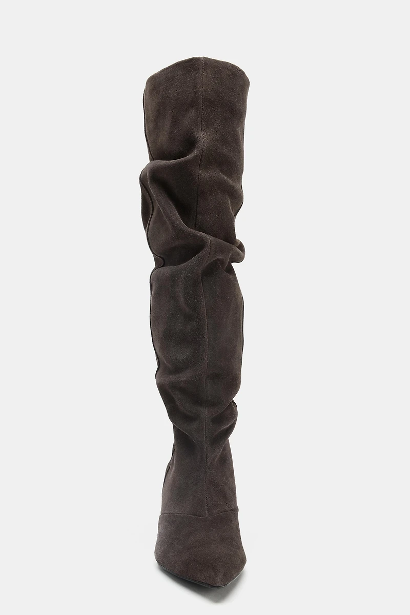 SUEDE KITTEN HEEL BOOT