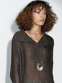 Blouse avec plastron 100 % lin