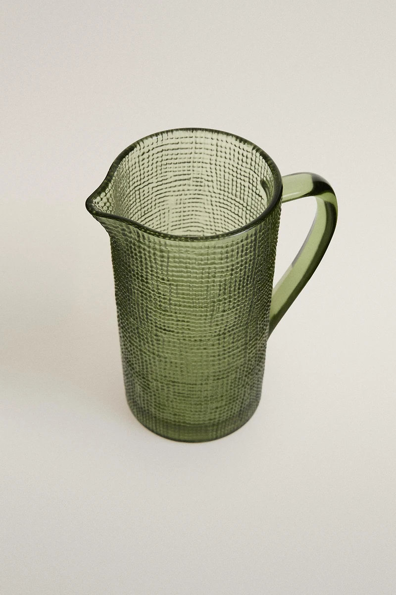 RAISED DESIGN GLASS PITCHER