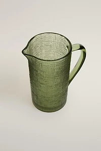 RAISED DESIGN GLASS PITCHER