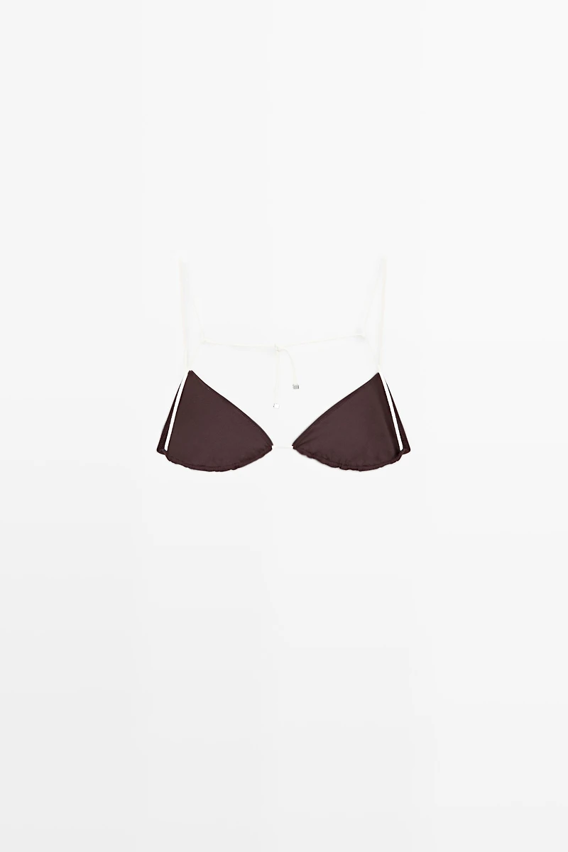 Triangle bikini top with contrast bow