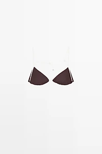Triangle bikini top with contrast bow