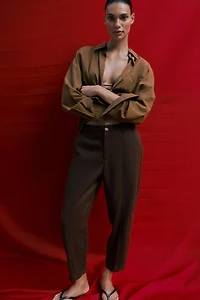 PANTALON CARROT NERVURE AVEC LIN