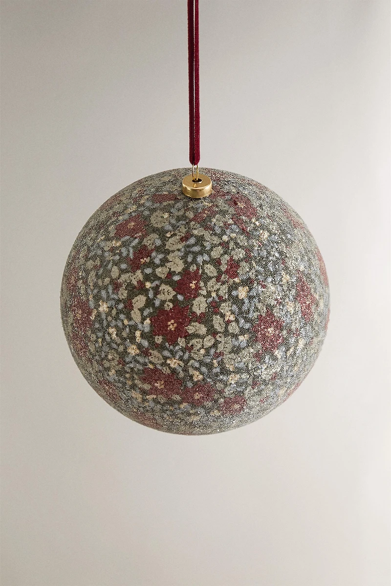 CHRISTMAS TREE FLORAL BALL ORNAMENT