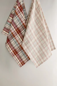 SET OF IRREGULAR CHECK COTTON KITCHEN TOWELS (SET OF 2)
