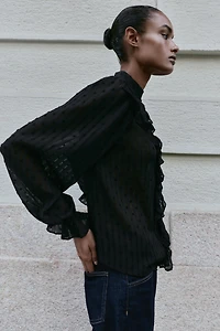 DOTTED MESH LACE SHIRT
