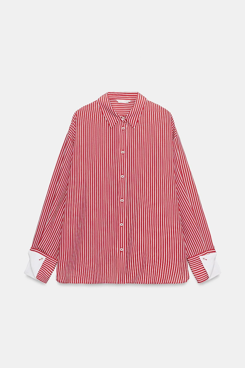 CHEMISE À RAYURES ET POIGNETS CONTRASTANTS