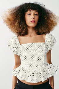 PRINTED EYELET EMBROIDERED TOP