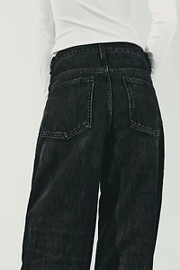 TRF HIGH WAIST CROSSOVER WIDE LEG JEANS