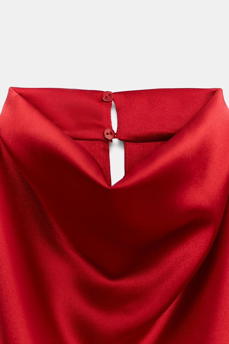SATIN HALTER MIDI DRESS