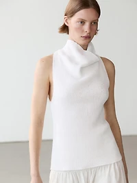 Top en coton à encolure drapée