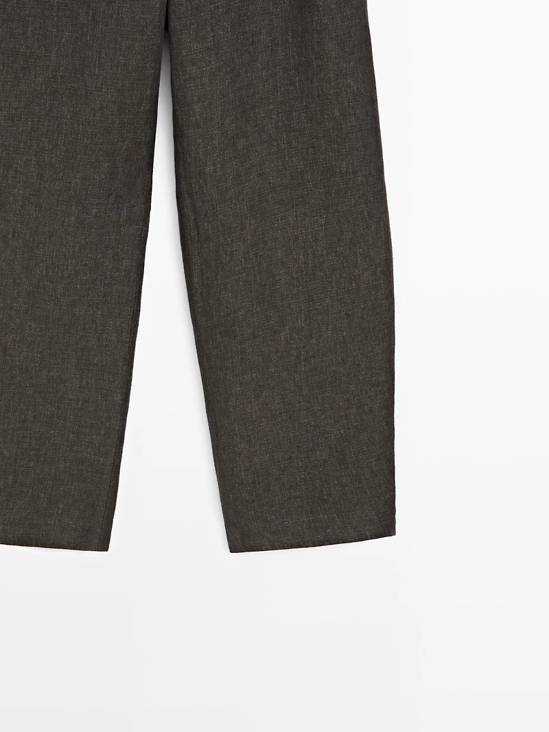 Pantalon barrel fit lin