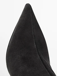 Bottines à talon en croûte de cuir