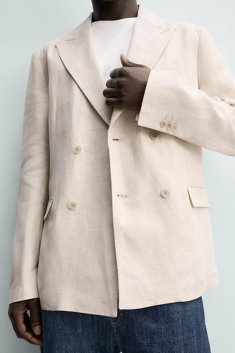 VESTE À BOUTONNAGE CROISÉ 100 % LIN