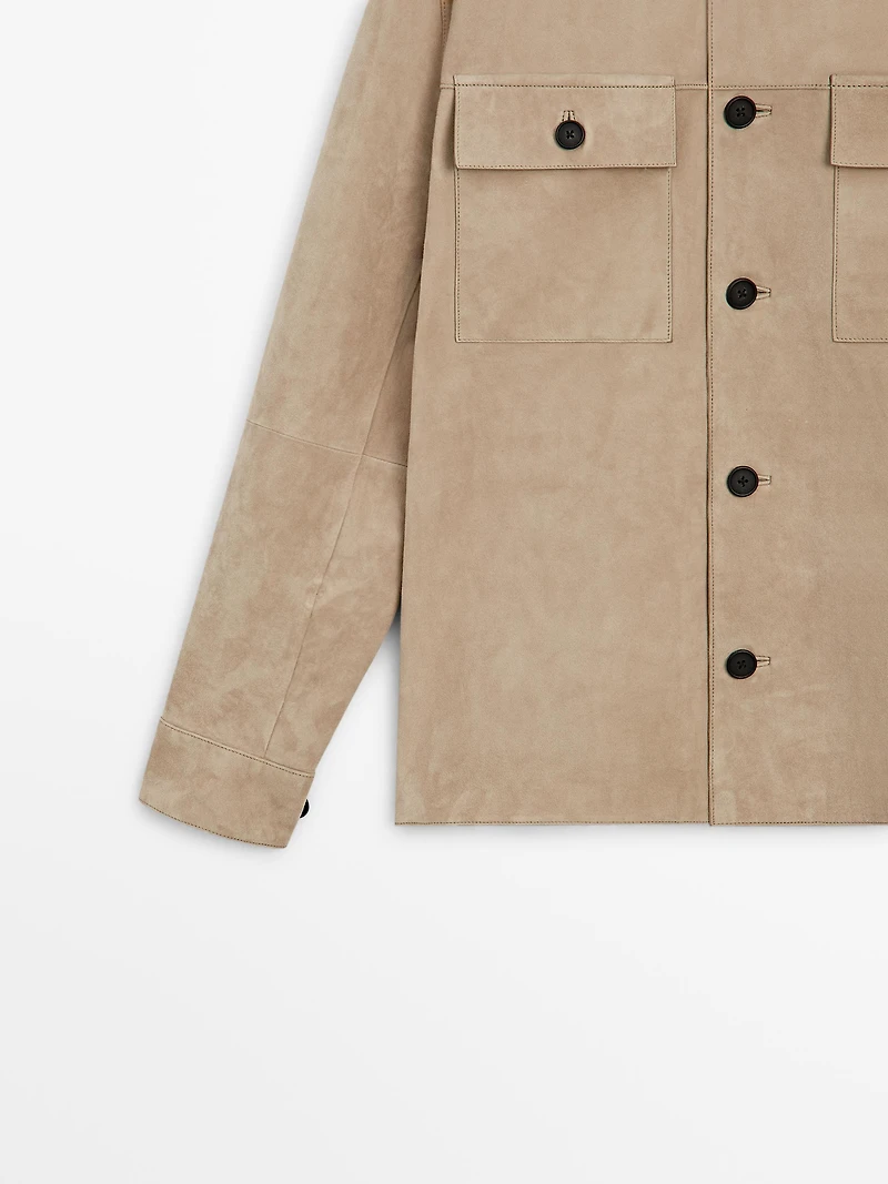 Suede leather overshirt