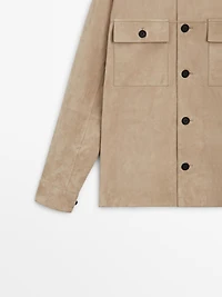 Suede leather overshirt