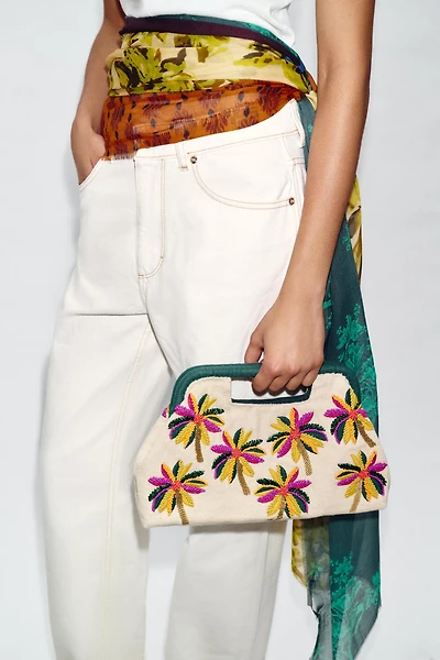 BEADED PRINT POUCH