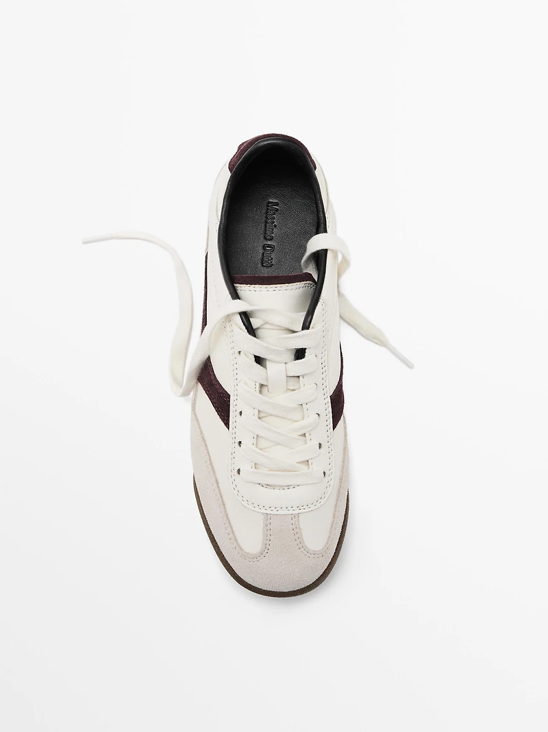 Tennis cuir contrastant