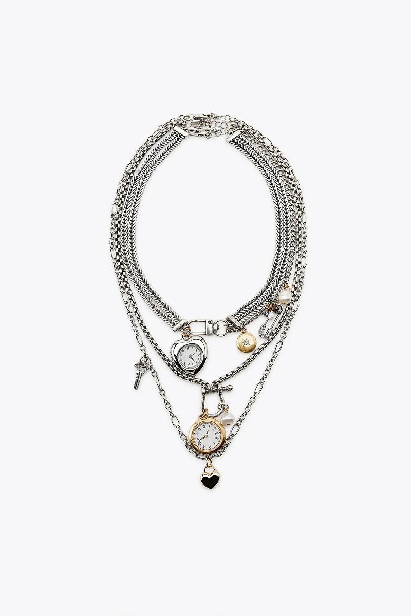 PACK OF 3 WATCH AND CHARM NECKLACES