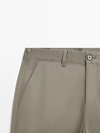 Cotton blend slim fit pants