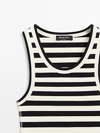 Sleeveless ribbed top with striped detail