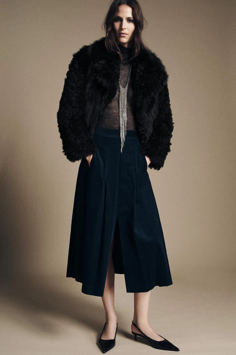 JUPE MI-LONGUE EN VELOURS CÔTELÉ ZW COLLECTION