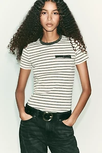 METALLIC THREAD KNIT T-SHIRT