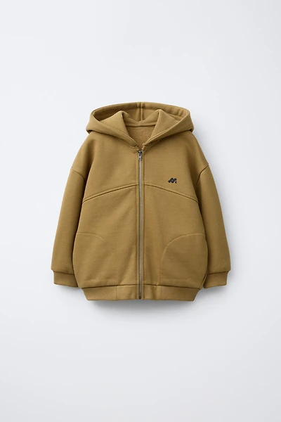 EMBOSSED LOGO ZIP-UP HOODIE