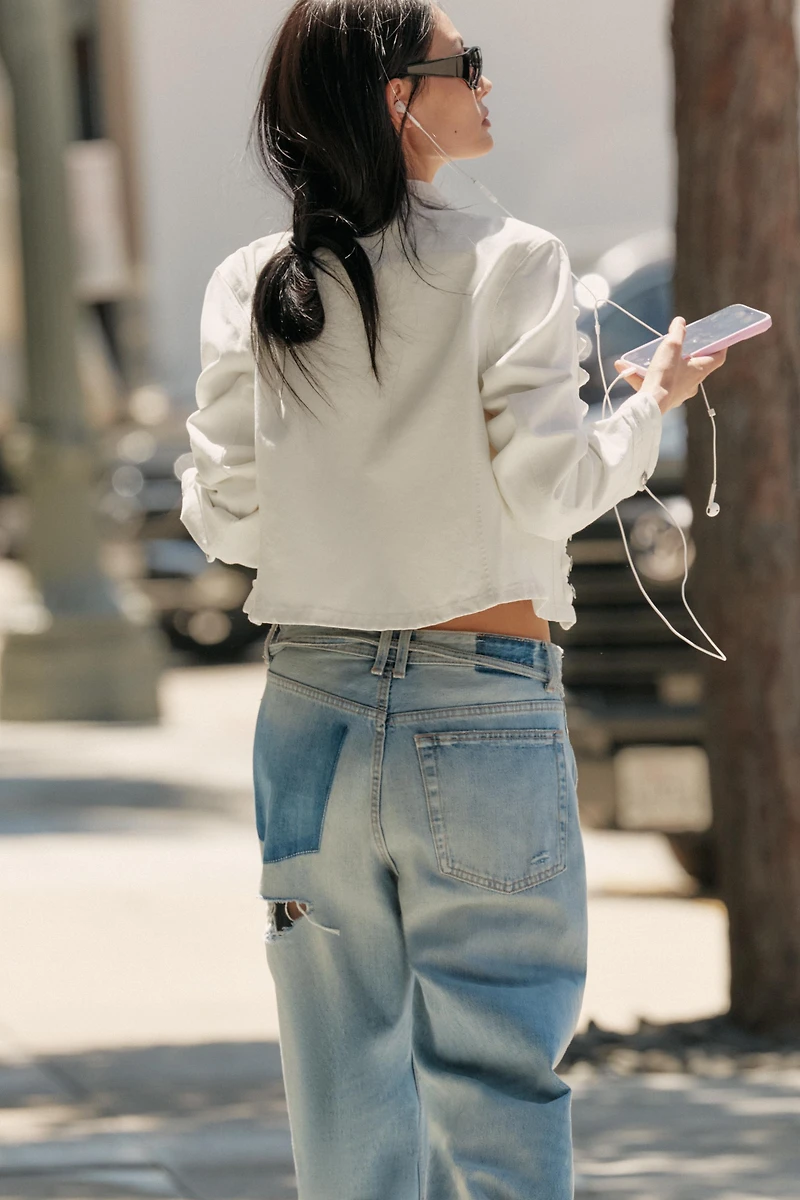TRF MID-RISE RIPPED BAGGY JEANS