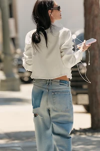 TRF MID-RISE RIPPED BAGGY JEANS