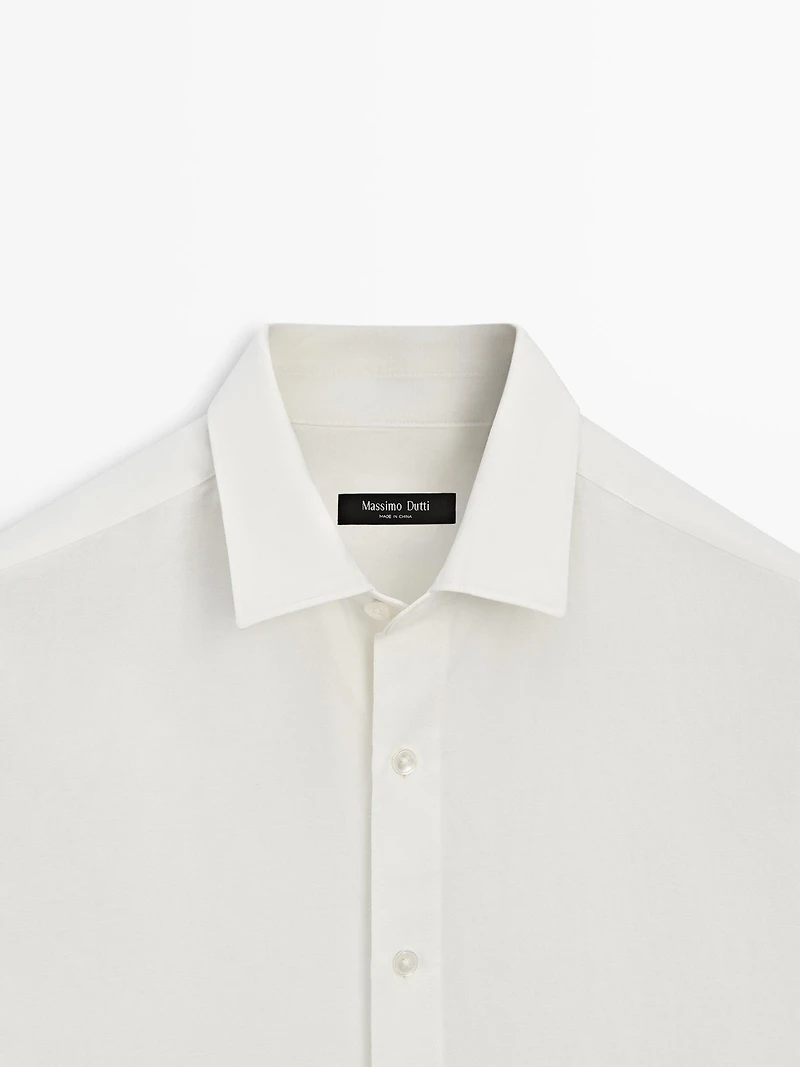 Regular fit linen blend shirt