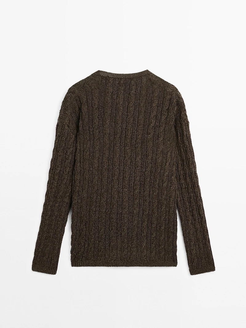 V-neck cable-knit sweater