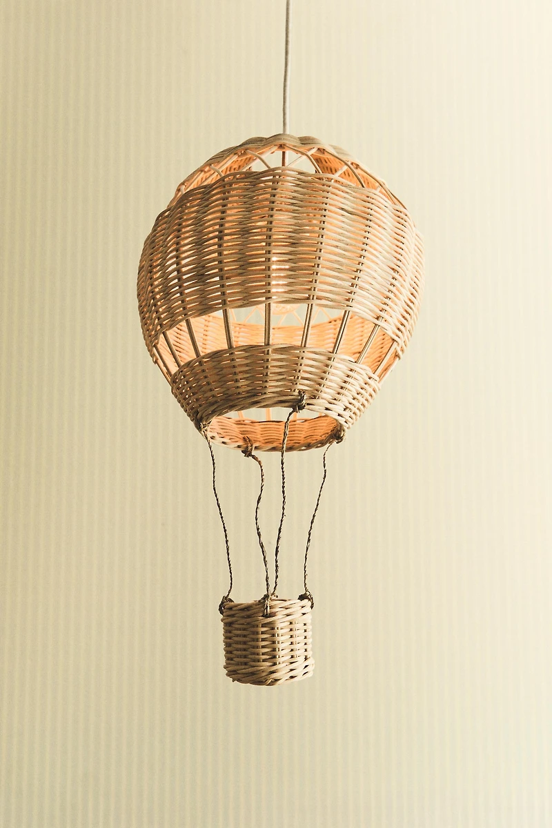 ABAT-JOUR PLAFONNIER ENFANT MONTGOLFIÈRE ROTIN