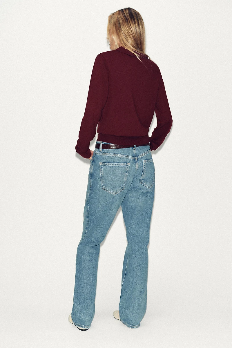 PLAIN KNIT POLO SWEATER