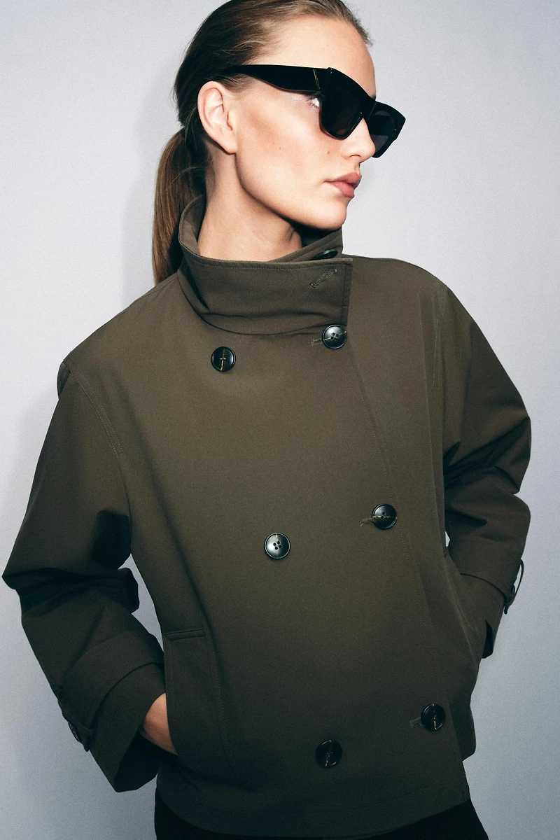 DOUBLE BREASTED SHORT TRENCH COAT