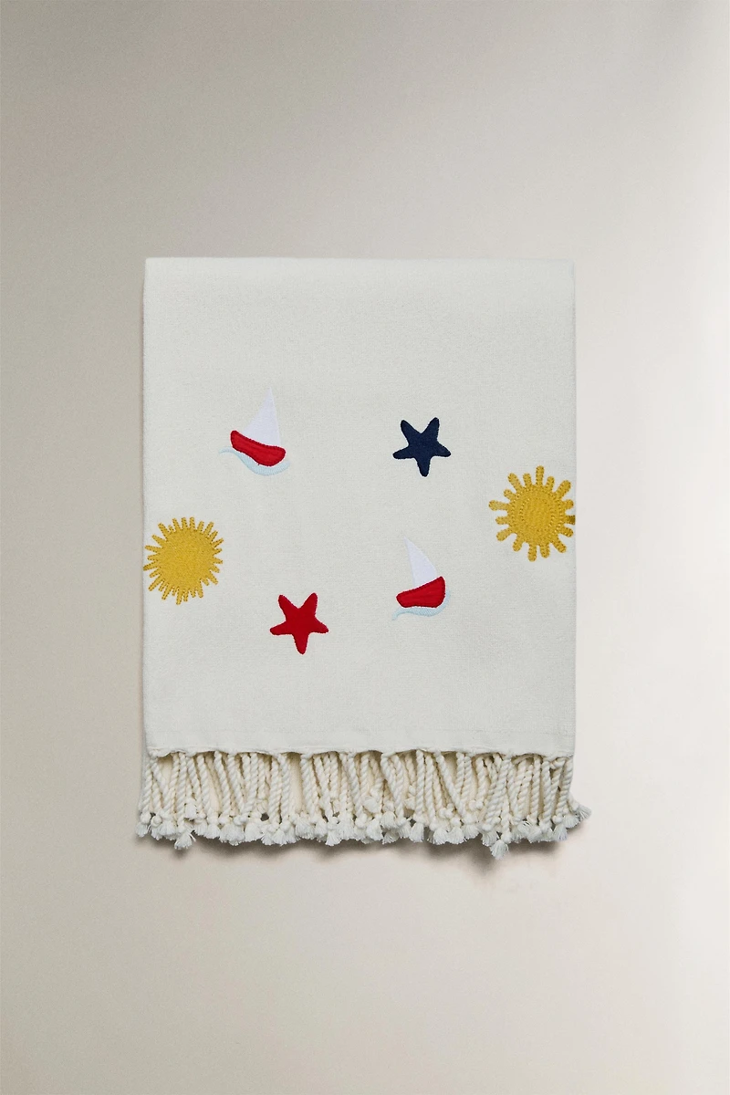 COTTON BEACH TOWEL WITH FIGURES
