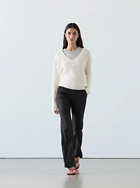 100% linen kick flare fit pants