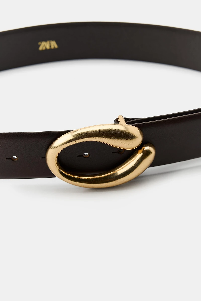 OVAL BUCKLE LEATHER BELT