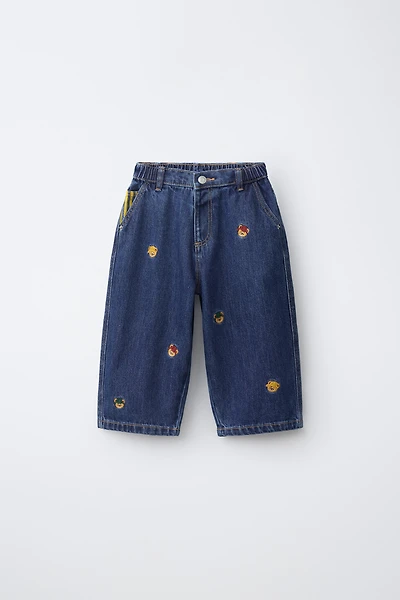 EMBROIDERED BEAR BALLOON JEANS