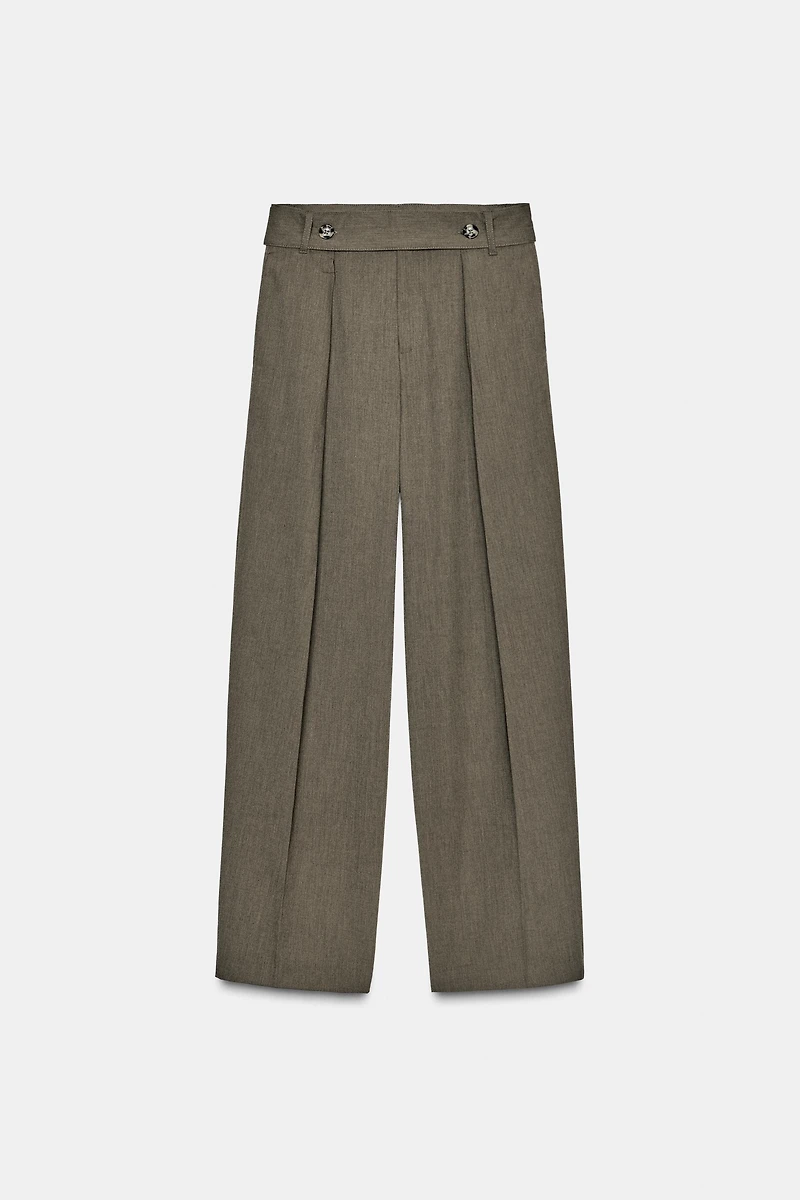 PLEATED BELTED PANTS