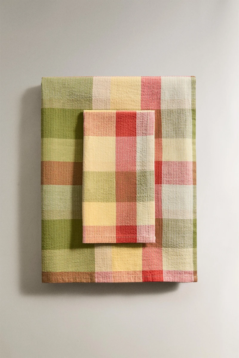 CHECK PRINT COTTON TABLECLOTH
