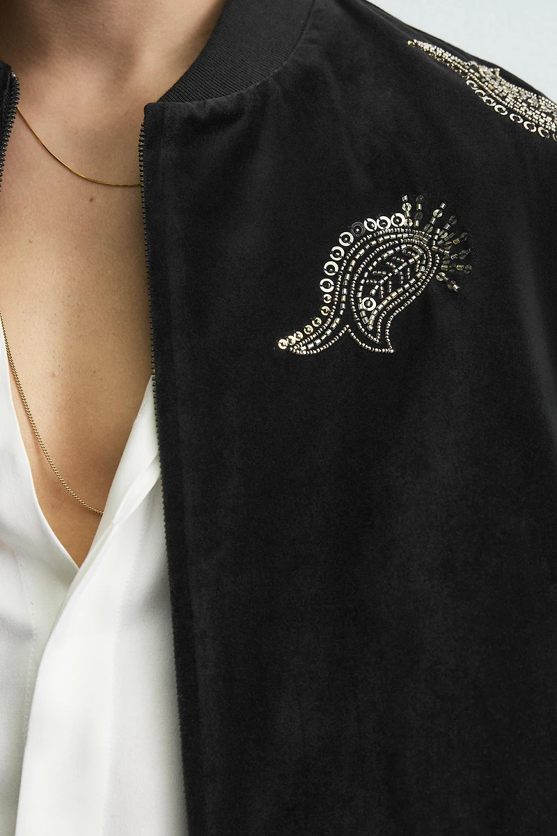 BLOUSON BOMBER EN VELOURS BRODERIES ÉDITION LIMITÉE