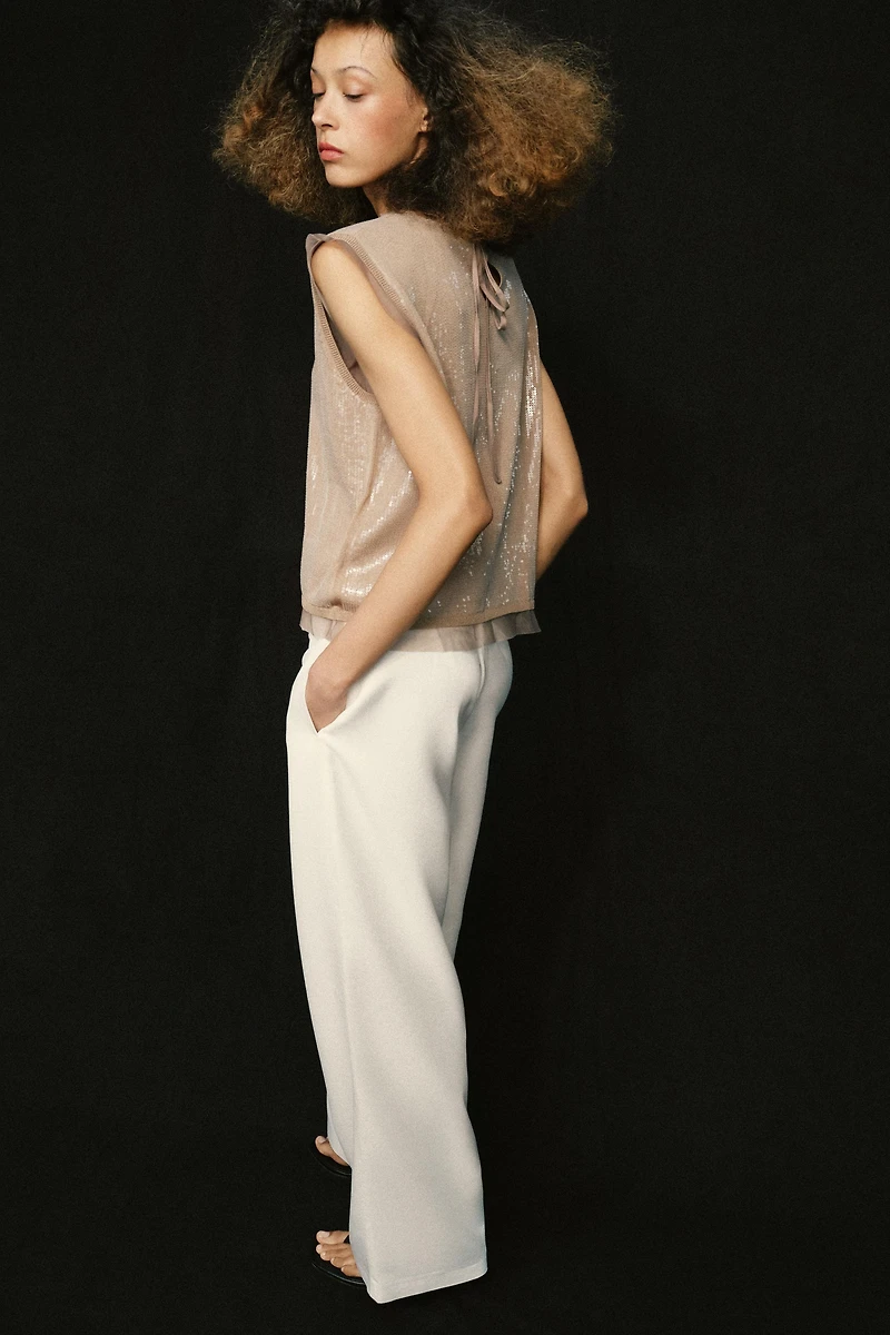 COMBINED SEQUIN KNIT TOP