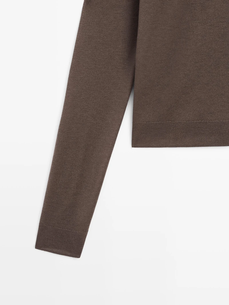 Silk and wool blend knit sweater