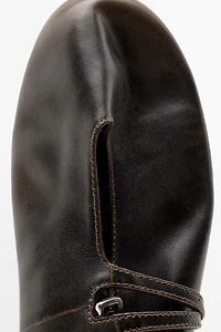 Double-strap leather ballet flat