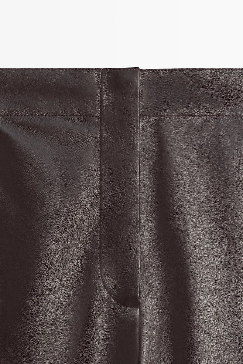 Leather barrel fit pants