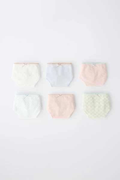 6-14 ANS / LOT DE SIX CULOTTES À IMPRIMÉS GÉOMÉTRIQUES